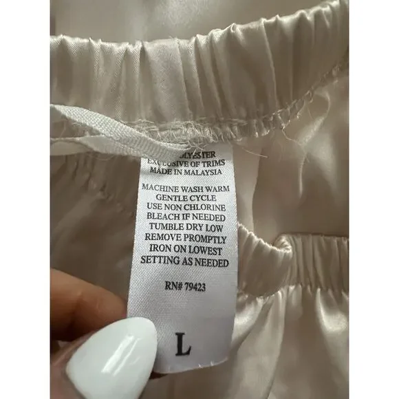 Vintage Dentelle Size Large Pale Pink Silky Satin Chiffon Pajama Set Lingerie - Picture 6 of 14